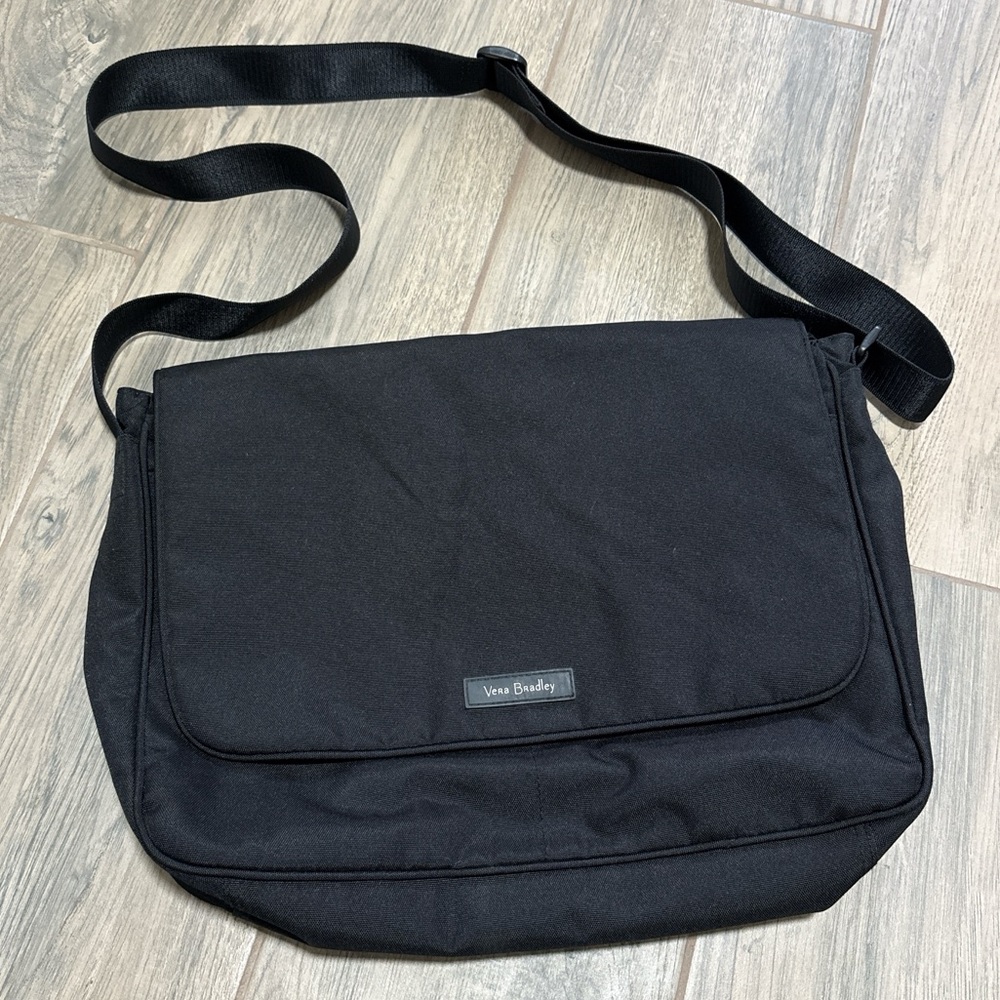 Vera Bradley Black Laptop Messenger Bag